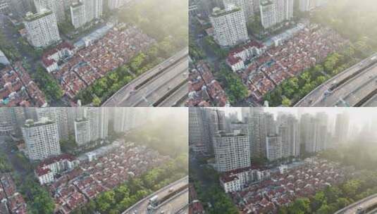 上海日出晨雾 陆家嘴日出 上海地标高清在线视频素材下载
