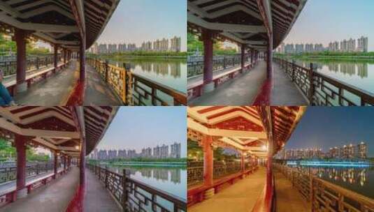 【4K超清】惠州金山湖江桥日转夜高清在线视频素材下载