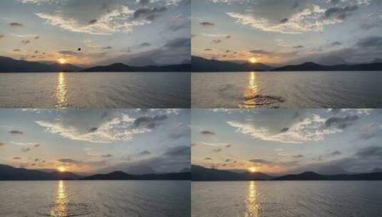 泸沽湖的夕阳高清在线视频素材下载
