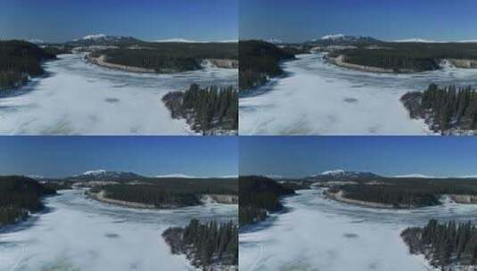 冬季冰封河流航拍高清在线视频素材下载
