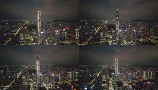 深圳福田中心区夜景航拍高清在线视频素材下载