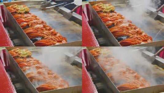 美味龙虾小吃摊位，摆摊经济高清在线视频素材下载