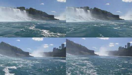 从海上拍壮观的瀑布高清在线视频素材下载