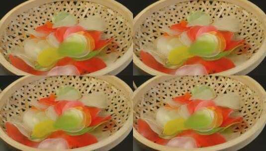 4K彩色虾片食品高清在线视频素材下载
