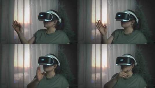 使用虚拟现实眼镜高清在线视频素材下载