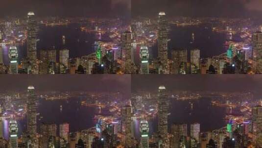 香港海港夜间航拍高清在线视频素材下载