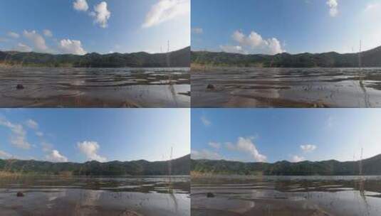 威海里口山水库水面上的飞云倒影延时4K高清在线视频素材下载