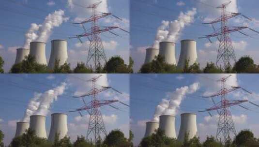 大型核电站发电排放的烟雾高清在线视频素材下载