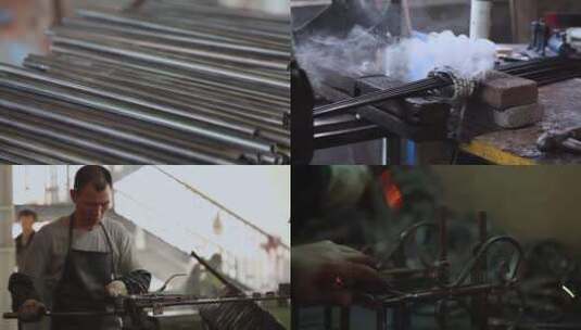 铁艺厂生产加工铁艺术品高清在线视频素材下载