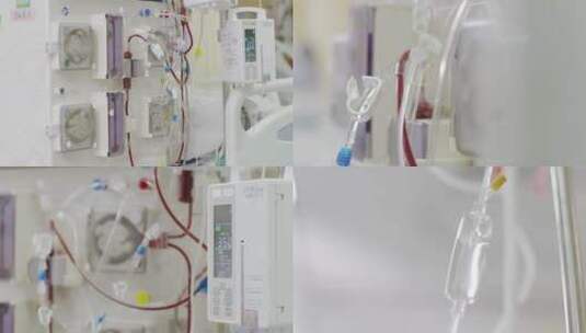 ICU病房抢救血滤机尿毒症血液透析治疗高清在线视频素材下载