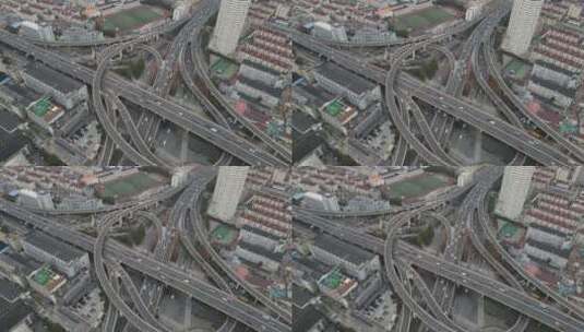 上海静安区高架立交桥4K航拍原素材高清在线视频素材下载