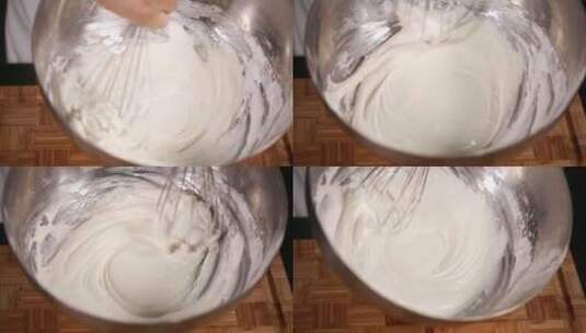打蛋器搅拌蛋糕奶油面糊做西点高清在线视频素材下载