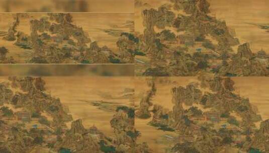 国画《阿房宫》高清在线视频素材下载