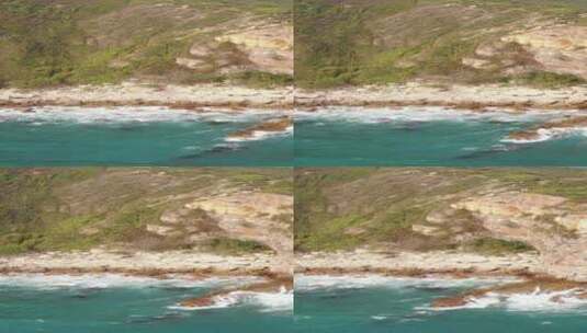 航拍蓝色海洋礁石岛屿高清在线视频素材下载