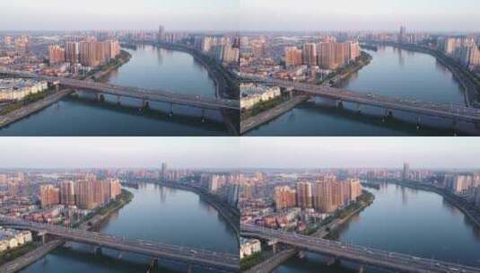 航拍衡阳湘江城市风光高清在线视频素材下载