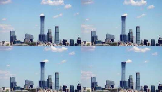 延时北京城市CBD建筑及上空移动的云高清在线视频素材下载