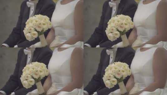新娘和新郎在婚礼上坐在一起高清在线视频素材下载