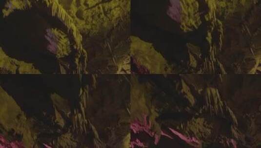 喀斯特地貌充水溶洞中的钟乳石景观高清在线视频素材下载