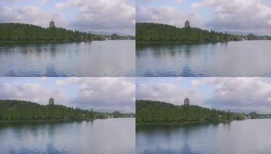 航拍杭州西湖风景区雷峰塔高清在线视频素材下载