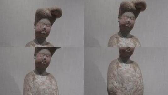 【镜头合集】博物馆藏展示唐代陶俑人像高清在线视频素材下载