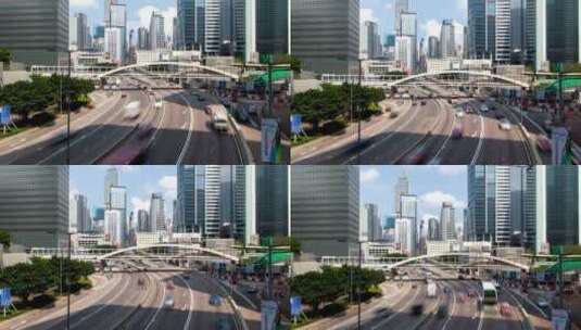 香港建筑物及公路交通畅通无阻高清在线视频素材下载