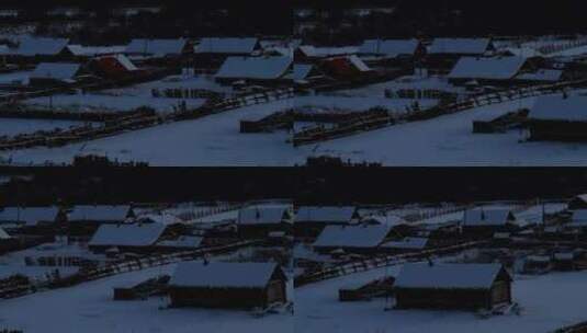 内蒙古北部中俄边塞雪村冬景高清在线视频素材下载