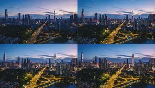 深圳罗湖笋岗路夜景车流延时高清在线视频素材下载