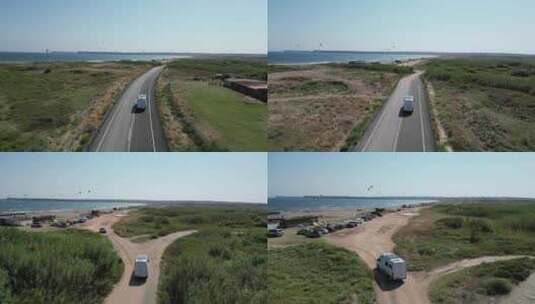 汽车去海滩的路上高清在线视频素材下载