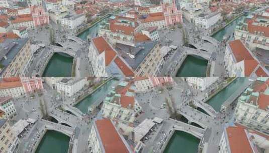 鸟瞰城市中心的河流高清在线视频素材下载