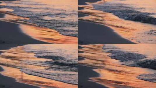 夕阳下的海边波浪高清在线视频素材下载