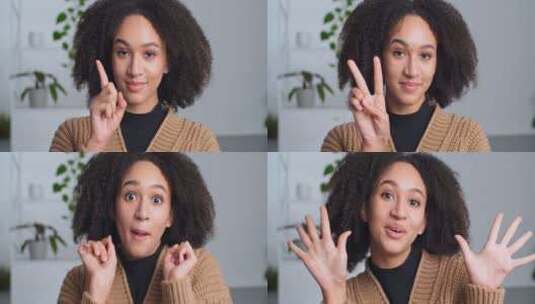 青少年女孩用手指计数高清在线视频素材下载
