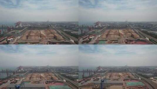 海边港口码头进出口贸易航拍日照港口高清在线视频素材下载