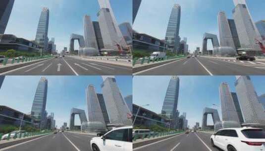 开车行驶在北京街头第一视角高清在线视频素材下载