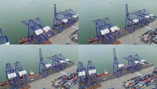 海南儋州市洋浦港航拍集装箱运输物流自贸港高清在线视频素材下载