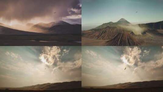 草原荒漠火山苍茫大地高清在线视频素材下载