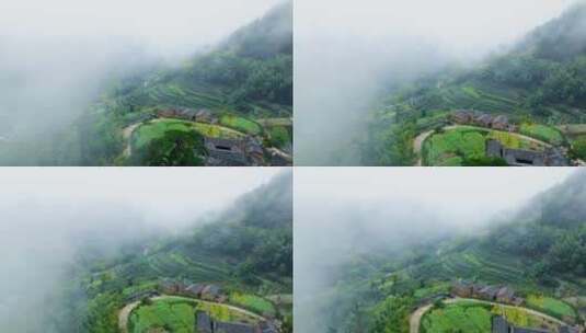 云里雾里的松阳三都乡高清在线视频素材下载