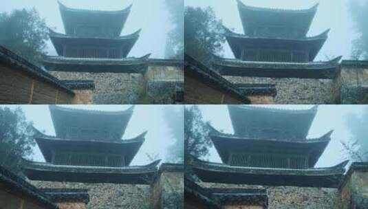 丽水景宁云中大漈时思寺航拍高清在线视频素材下载