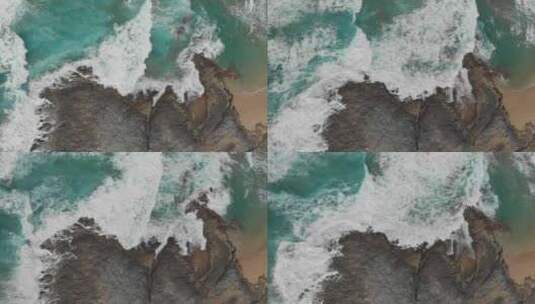 大海海边海浪冲击礁石高清在线视频素材下载