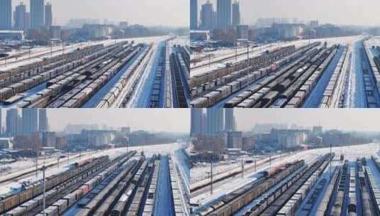 火车 雪国列车 哈尔滨南站 轨道 交通工具高清在线视频素材下载