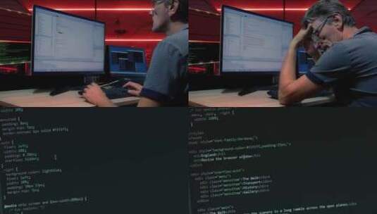 程序员加班工作场景高清在线视频素材下载