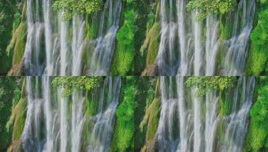 广西三叠岭瀑布彩虹大自然瀑布原生态风景高清在线视频素材下载