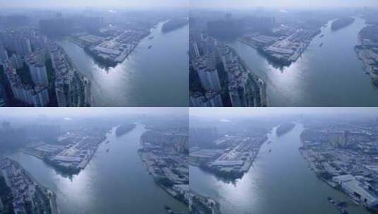 广州珠江城市住宅高楼建筑航拍风光高清在线视频素材下载