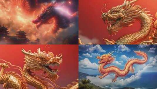 2024龙年神话龙中国龙、黄金龙高清在线视频素材下载