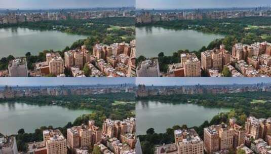 自然美景与华丽建筑的结合。纽约中央公园的高清在线视频素材下载