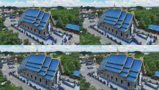 航拍泰国清莱蓝庙城市建筑风光高清在线视频素材下载