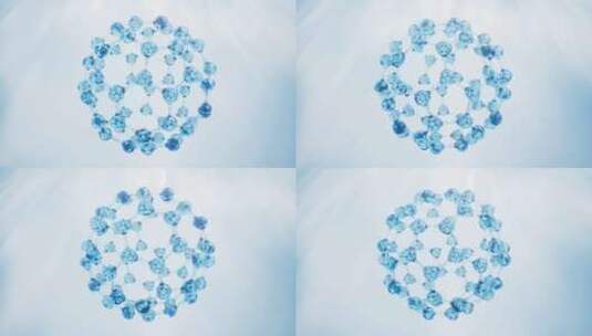 透明分子与蓝色背景3D渲染高清在线视频素材下载