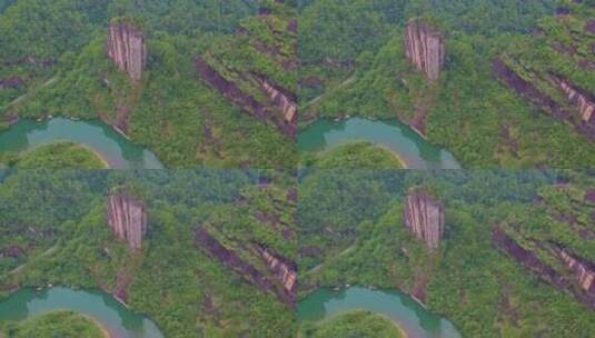 航拍武夷山玉女峰大王峰九曲溪绿水青山丹霞高清在线视频素材下载