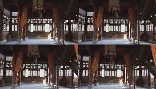 古风建筑中国窗户室内设计光影斑驳唯美高清在线视频素材下载