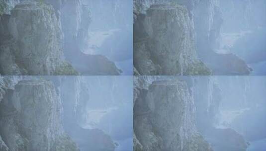 雄伟的雾山和高耸的悬崖高清在线视频素材下载