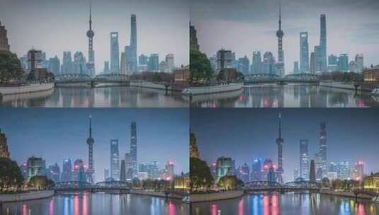 上海外滩苏州河陆家嘴城市风光4K延时高清在线视频素材下载